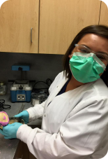 Dental assisting student wearing a face mask