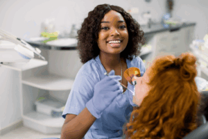 a dental assistant in a dental office